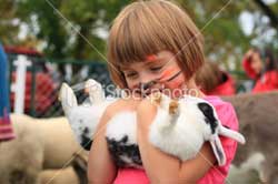 little girl with a rabbit